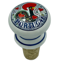 Traditional Portuguese Ceramic Rooster Galo de Barcelos Stopper Made in Portugal