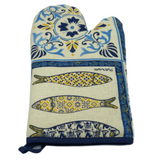 100% Cotton Traditional Portuguese Symbols Oven Kitchen Mitt Set of 2