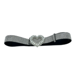 Women's Sparkling Rhinestone Bling Waist Fashion Belt with Heart-Shaped Buckle