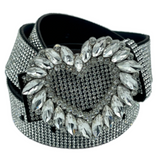 Women's Sparkling Rhinestone Bling Waist Fashion Belt with Heart-Shaped Buckle