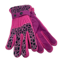 Pink Sparkle Animal Print Women's Winter Fashion Gloves