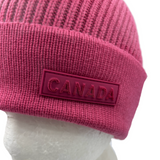 Pink Canada Beanie Cap Plain Knit Ski Hat Cuff Winter Solid Warm Men's Women's