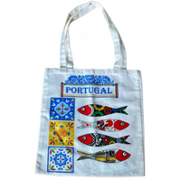 Portugal Colorful Tiles Sardines Double-Sided Tote Bag 100% Cotton