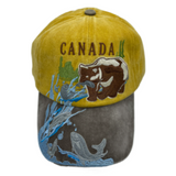 Canada Bear Fishing Embroidered Baseball Ball Cap Hat