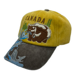 Canada Bear Fishing Embroidered Baseball Ball Cap Hat