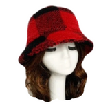 Women's Cloche Hat Men's Bucket Plaid Winter Hats