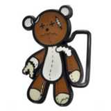 Cartoon Style 3d Battered & Beat Up Teddy Bear Pewter Belt Buckle