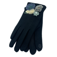 Women's Winter Touch Screen Gloves Warm Fashion Hand Warmer Detailed 3D Flower