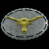 Cool Texas Longhorns Cow Steer Western Belt Buckle