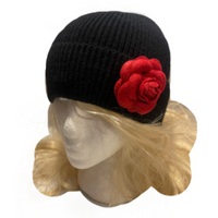 Women's Black Knitted Ladies Fashion Winter Ski Hat Beanie