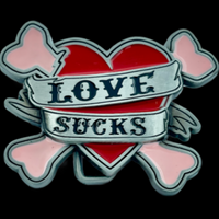 Love Sucks Tattoo Red Heart Pink Crossbones Belt Buckle Boucle De Ceinture