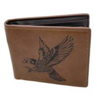 Portefeuille à trois volets en cuir véritable pour hommes avec motif gaufré American Eagle