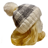 Femmes fourrure Pom Pom boule tricot Crochet Baggy Bobble chapeau bonnet casquette de Ski hiver