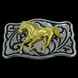 Golden Horse Head Belt Buckle Western Rodeo Style Cowboy Cowgirl Fashion