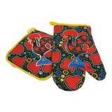 100% Cotton Galo de Barcelos Portuguese Portugal Oven Mitts Set