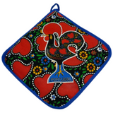 100% Cotton Galo de Barcelos Portuguese Portugal Oven Kitchen Glove Mitt Set