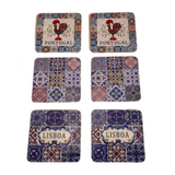 Souvenir décoratif Portugal Carreaux Portugais Style Carré Dessous de Verre Ensemble de 6