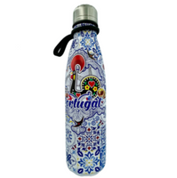 Stainless Steel Galo de Barcelos Portugal Portuguese Tiles Souvenir Water Bottle
