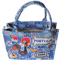 Large Portugal Souvenir Yellow Tram Galo De Barcelos Portuguese Tiles Tote