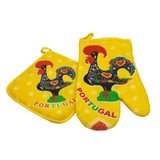 100% Cotton Galo de Barcelos Portuguese Portugal Oven Kitchen Glove Mitt Set