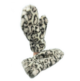 Women Soft Plush Warm Animal Print  Winter Fluffy  Warm Fashion Mittens Faux Fur