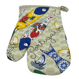 100% Cotton Traditional Portuguese Symbols Oven Kitchen Mitt Set of 2