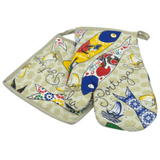 100% Cotton Traditional Portuguese Symbols Oven Kitchen Mitt Set of 2