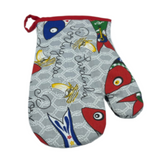 100% Cotton Traditional Portuguese Sardines Symbols Oven Kitchen Mitt Set of 2