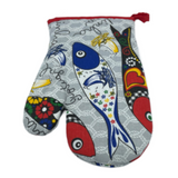 100% Cotton Traditional Portuguese Sardines Symbols Oven Kitchen Mitt Set of 2