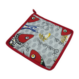 100% Cotton Traditional Portuguese Sardines Symbols Oven Kitchen Mitt Set of 2