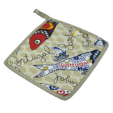 100% Cotton Traditional Portuguese Sardines Symbols Oven Kitchen Mitt Set of 2