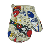 100% Cotton Traditional Portuguese Sardines Symbols Oven Kitchen Mitt Set of 2
