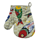 100% Cotton Traditional Portuguese Sardines Symbols Oven Kitchen Mitt Set of 2