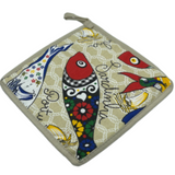 100% Cotton Traditional Portuguese Sardines Symbols Oven Kitchen Mitt Set of 2