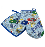 100% Cotton Traditional Portuguese Sardines Symbols Oven Kitchen Mitt Set of 2