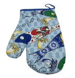100% Cotton Traditional Portuguese Sardines Symbols Oven Kitchen Mitt Set of 2