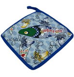 100% Cotton Traditional Portuguese Sardines Symbols Oven Kitchen Mitt Set of 2