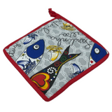 100% Cotton Traditional Portuguese Sardines Symbols Oven Kitchen Mitt Set of 2