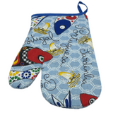 100% Cotton Traditional Portuguese Sardines Symbols Oven Kitchen Mitt Set of 2