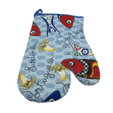 100% Cotton Traditional Portuguese Sardines Symbols Oven Kitchen Mitt Set of 2