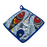100% Cotton Traditional Portuguese Sardines Symbols Oven Kitchen Mitt Set of 2