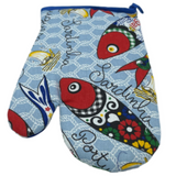 100% Cotton Traditional Portuguese Sardines Symbols Oven Kitchen Mitt Set of 2