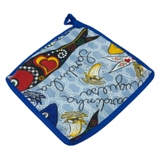 100% Cotton Traditional Portuguese Sardines Symbols Oven Kitchen Mitt Set of 2