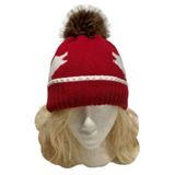Unisex New Beanie Hat Tuque Winter Canada Maple Leaf Red Pom Pom Knitted