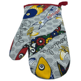 100% Cotton Traditional Portuguese Sardines Symbols Oven Kitchen Mitt Set of 2