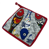 100% Cotton Traditional Portuguese Sardines Symbols Oven Kitchen Mitt Set of 2