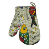 100% Cotton Traditional Portuguese Sardines Symbols Oven Kitchen Mitt Set of 2