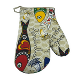 100% Cotton Traditional Portuguese Sardines Symbols Oven Kitchen Mitt Set of 2