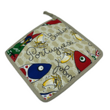 100% Cotton Traditional Portuguese Sardines Symbols Oven Kitchen Mitt Set of 2