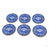 Traditional Blue Tile Azulejo Ceramic Coasters with Cork Bottom Set of 6